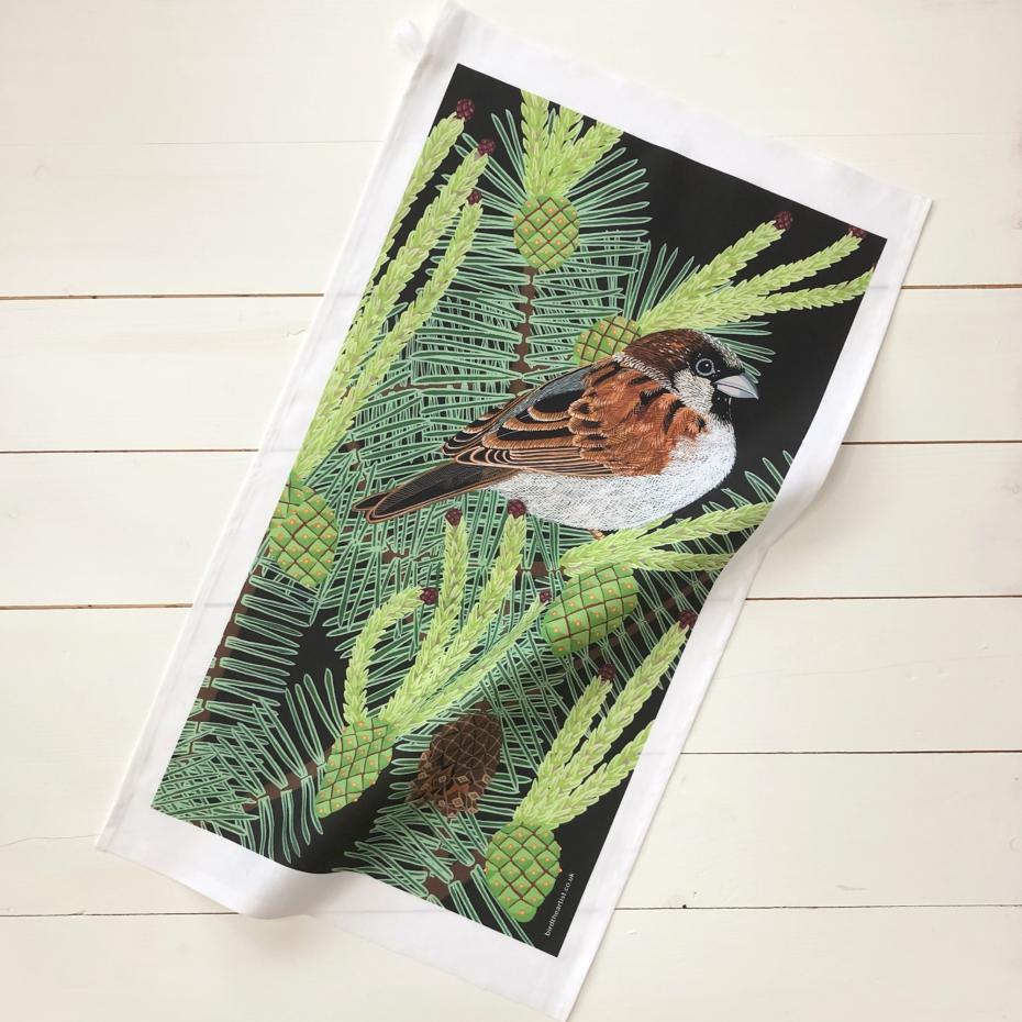 Sparrow Tea Towel
